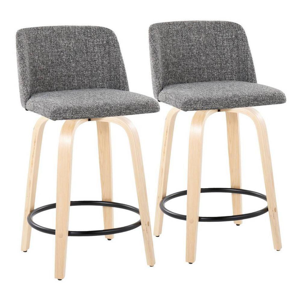 Set of 2 Toriano Counter Height Barstools Natural/Gray/Chrome - LumiSource