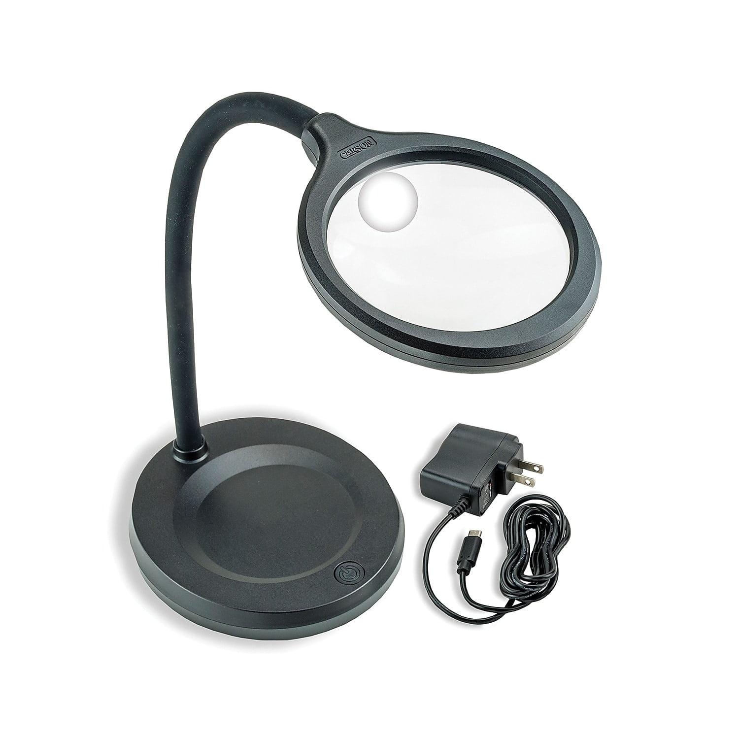 CARSON® DeskBrite™ 300 2x Aspheric COB LED Desk Top Magnifier with 5x Spot Lens in Black
