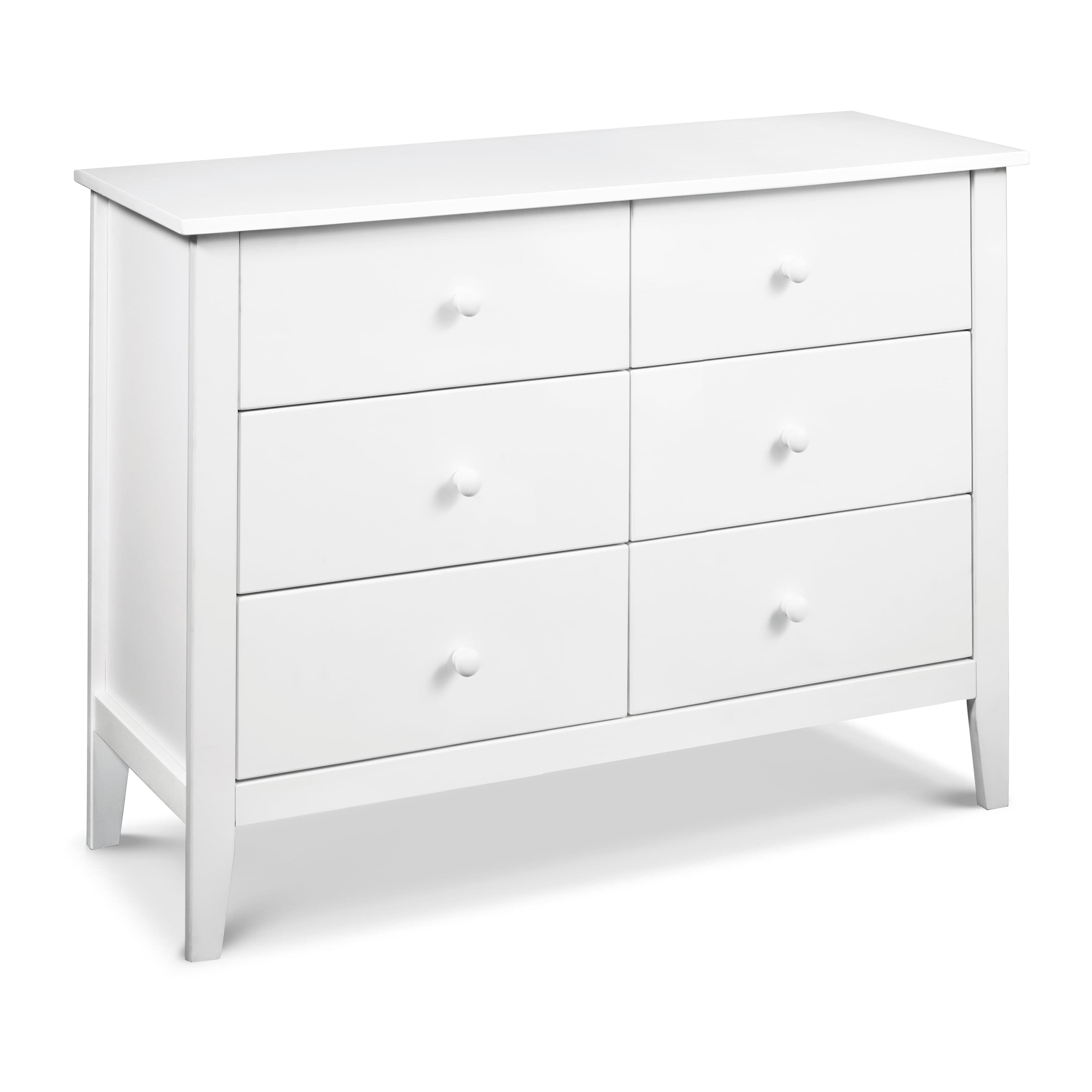 White Pine Wood Double Dresser with Six Drawers