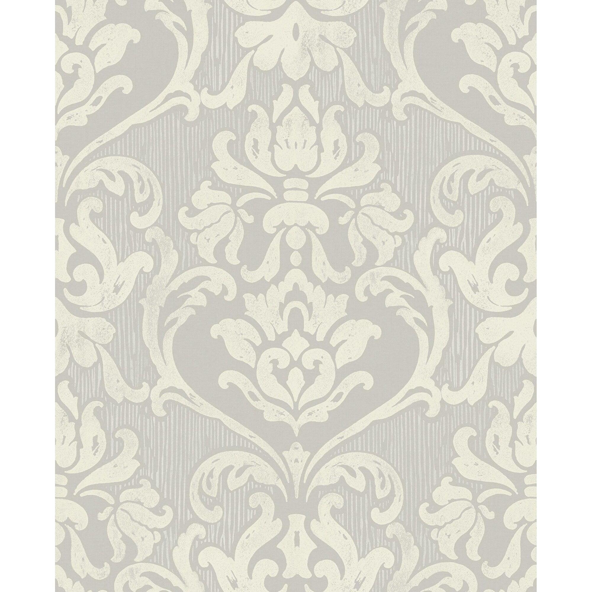 Antique Grey Damask Removable Washable Wallpaper Roll