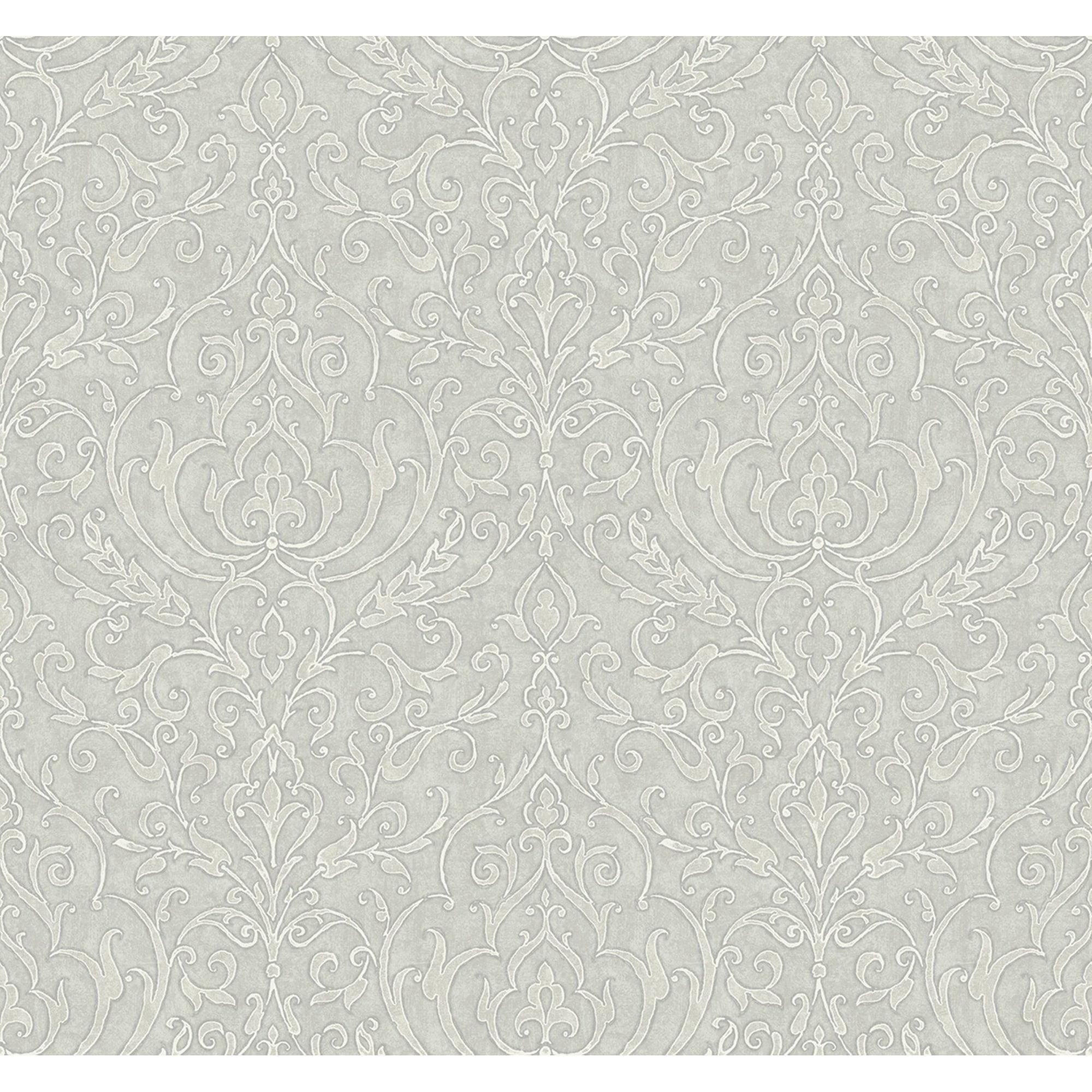 Grey Damask Non-Pasted Removable Wallpaper Roll