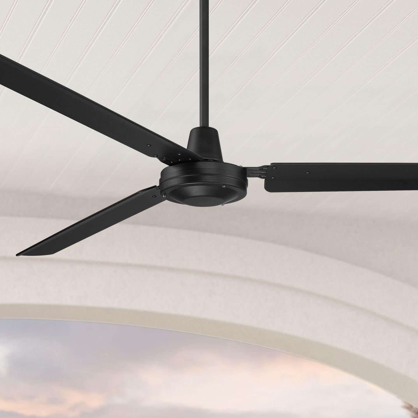 Casa Vieja 72" Casa Velocity Large Modern Indoor Outdoor Ceiling Fan 3 Blade Wall Control Matte Black Finish Bedroom Living Room Damp Rated