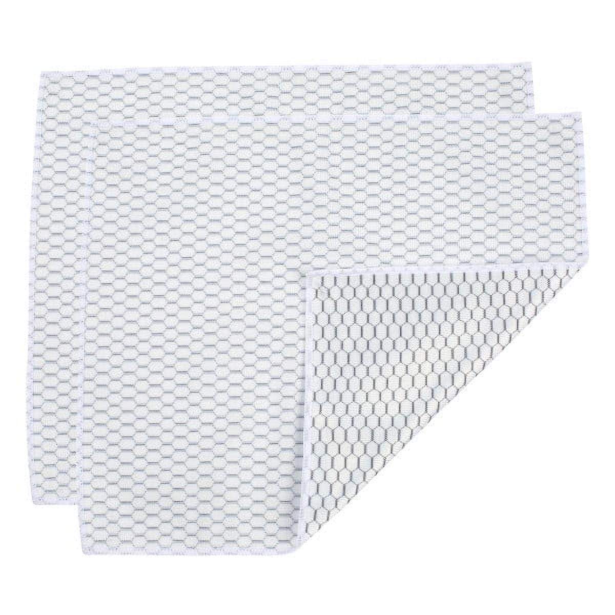 White Honeycomb Microfiber Glass Cleaning Cloths, 12" x 14", Pack of 2