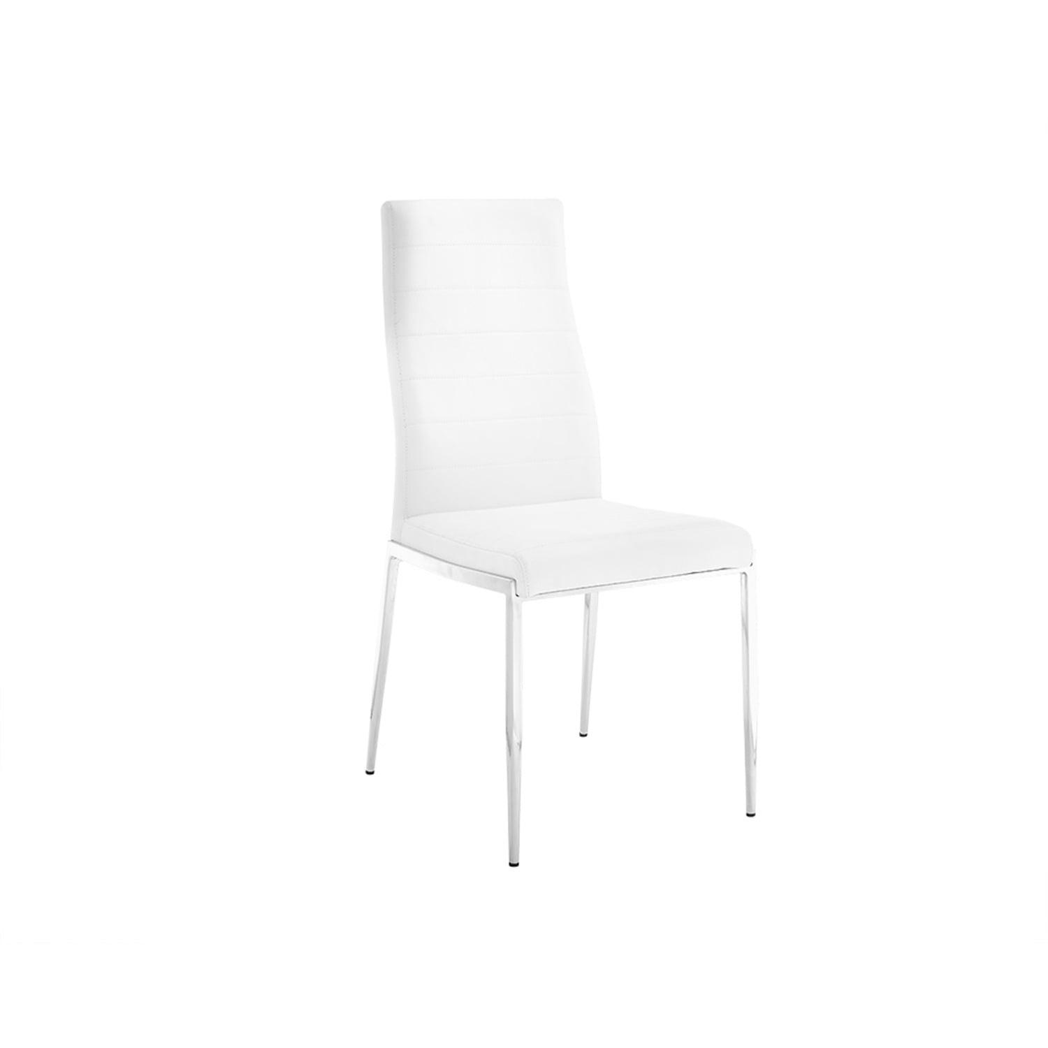Firenze White PU-Leather and Metal Dining Chair
