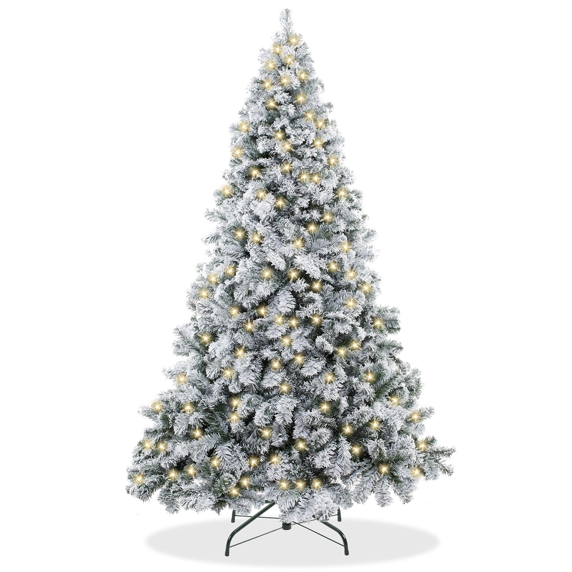 6' Pre-Lit Artificial Flocked Pine Christmas Tree with Stand