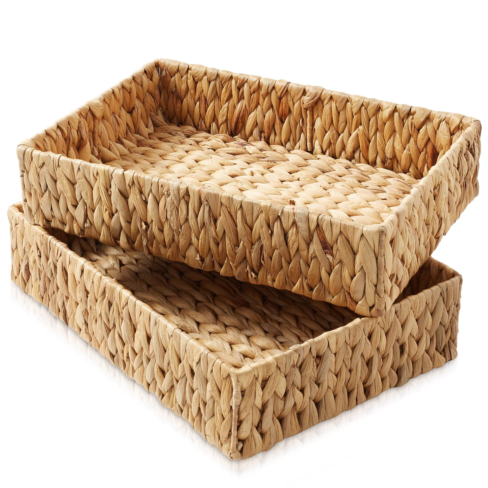 Casafield Casafield Bathroom Storage Baskets, Water Hyacinth Toilet Tank Topper Bins (Set of 2)