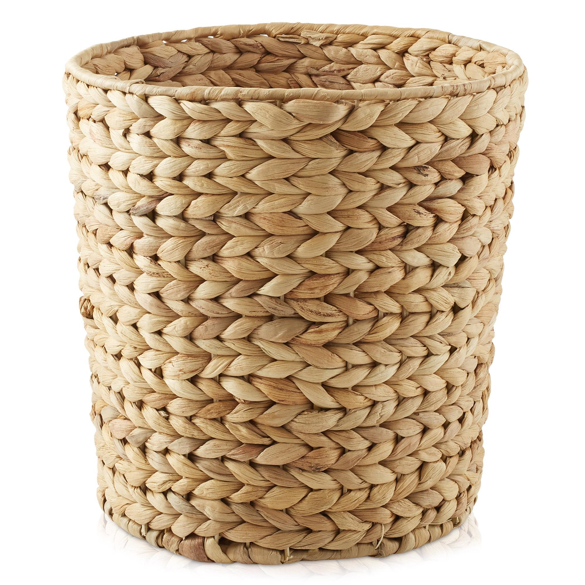 Casafield Water Hyacinth Waste Basket, Woven Trash Can for the Bathroom, Bedroom, Laundry Room, Home Office