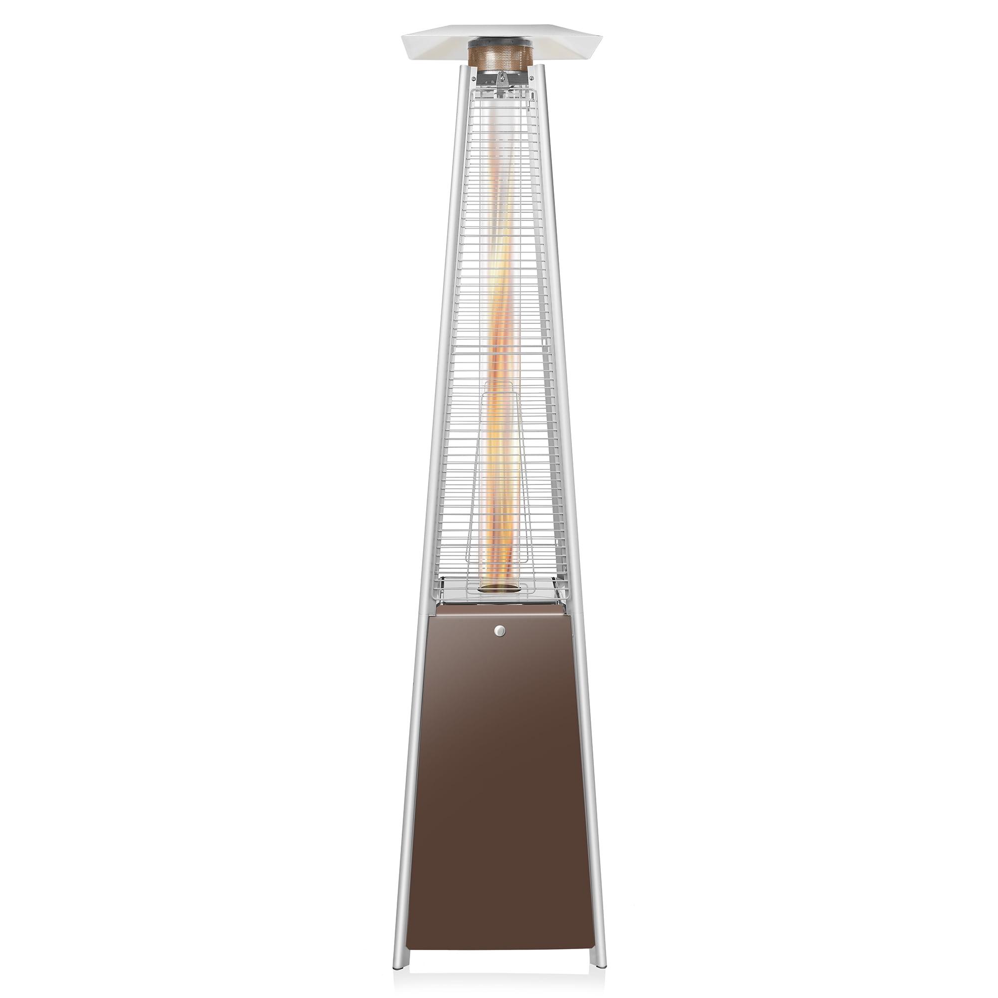 Casafield Outdoor Pyramid Patio Heater with Dancing Flame and Wheels in Mocha, Uses Standard 20lb LP Propane Gas Tank