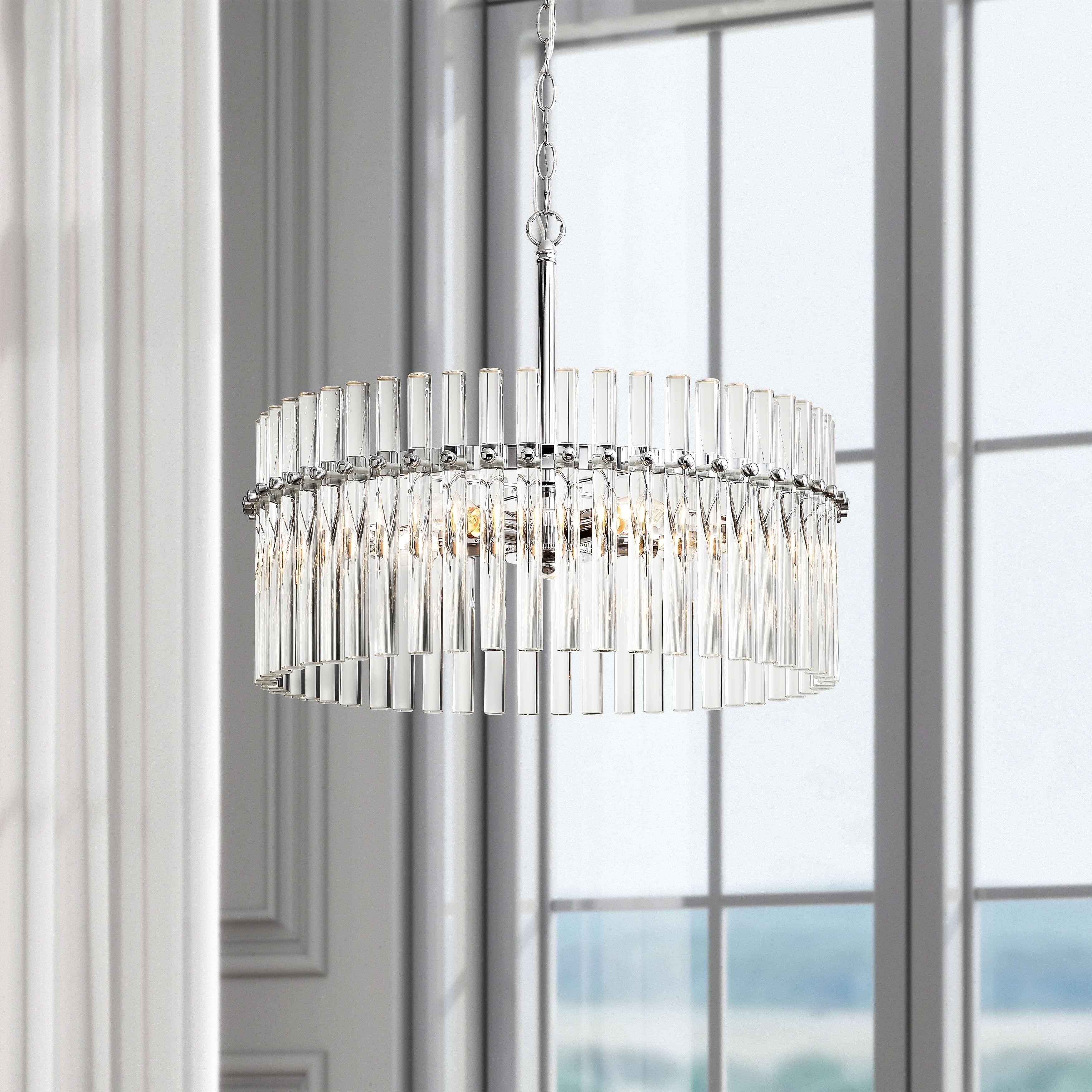 Casandra 4-light Chrome Pendant Crystal Chandelier