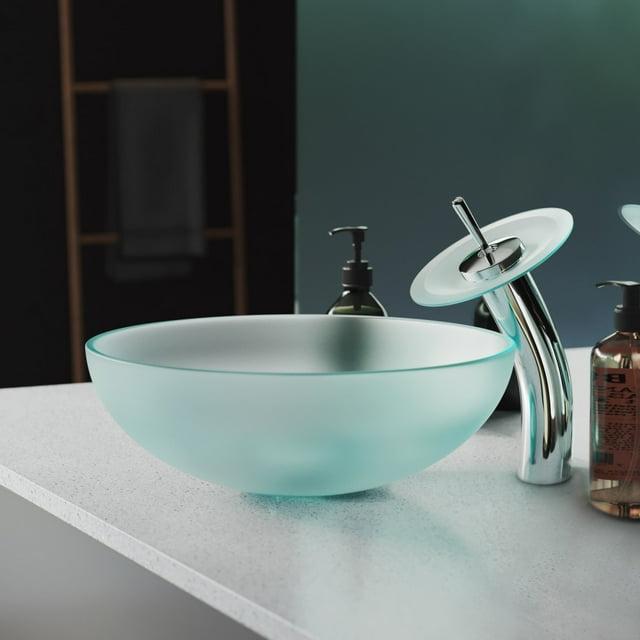 Cascade 16.5 Glass Vessel Sink with Faucet