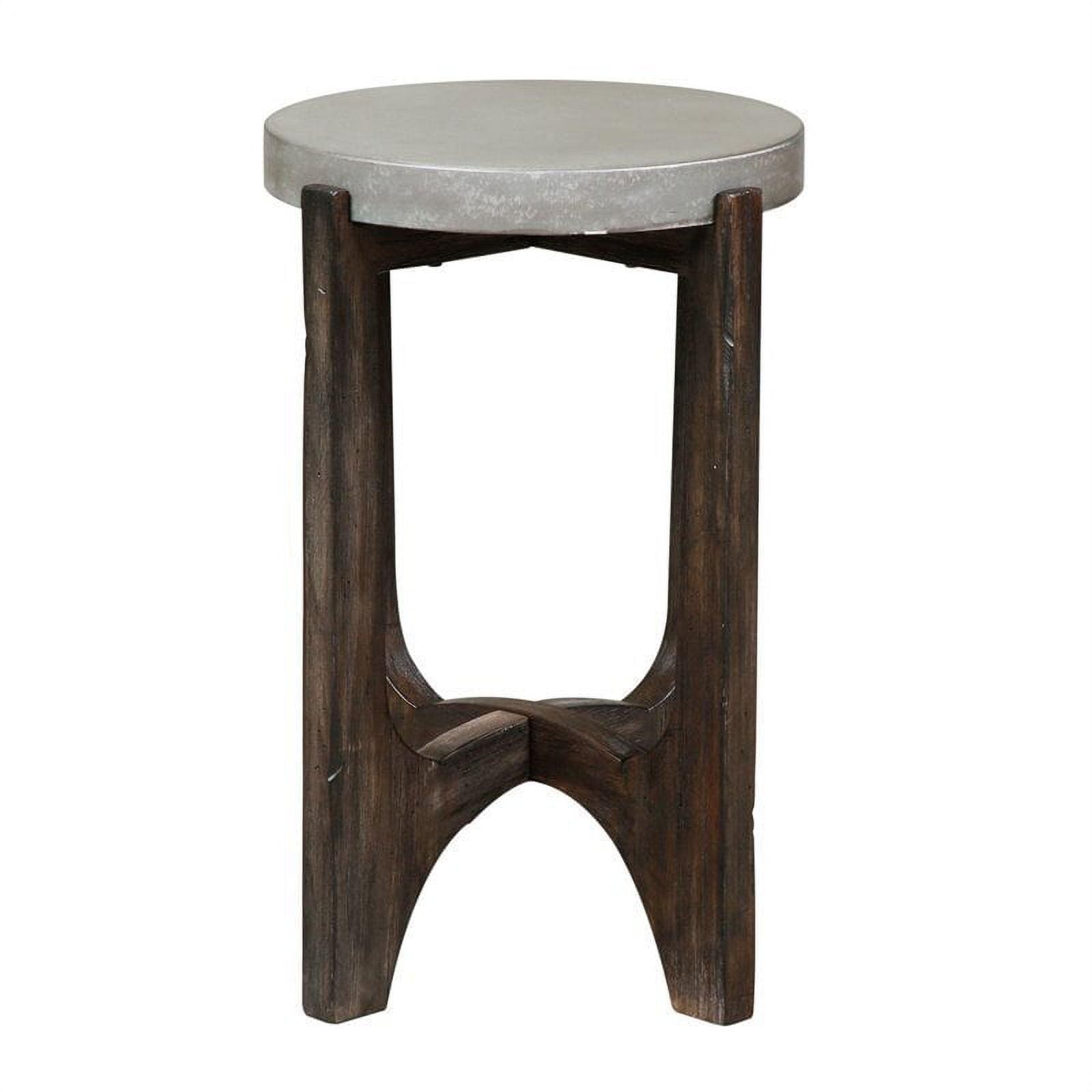 Urban Loft Round Eucalyptus Wood and Concrete Side Table