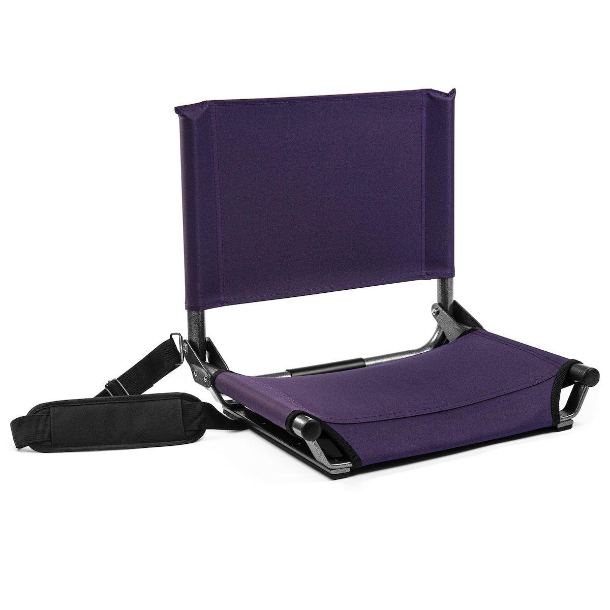 Purple Canvas Folding Stadium Seat with Shoulder Strap