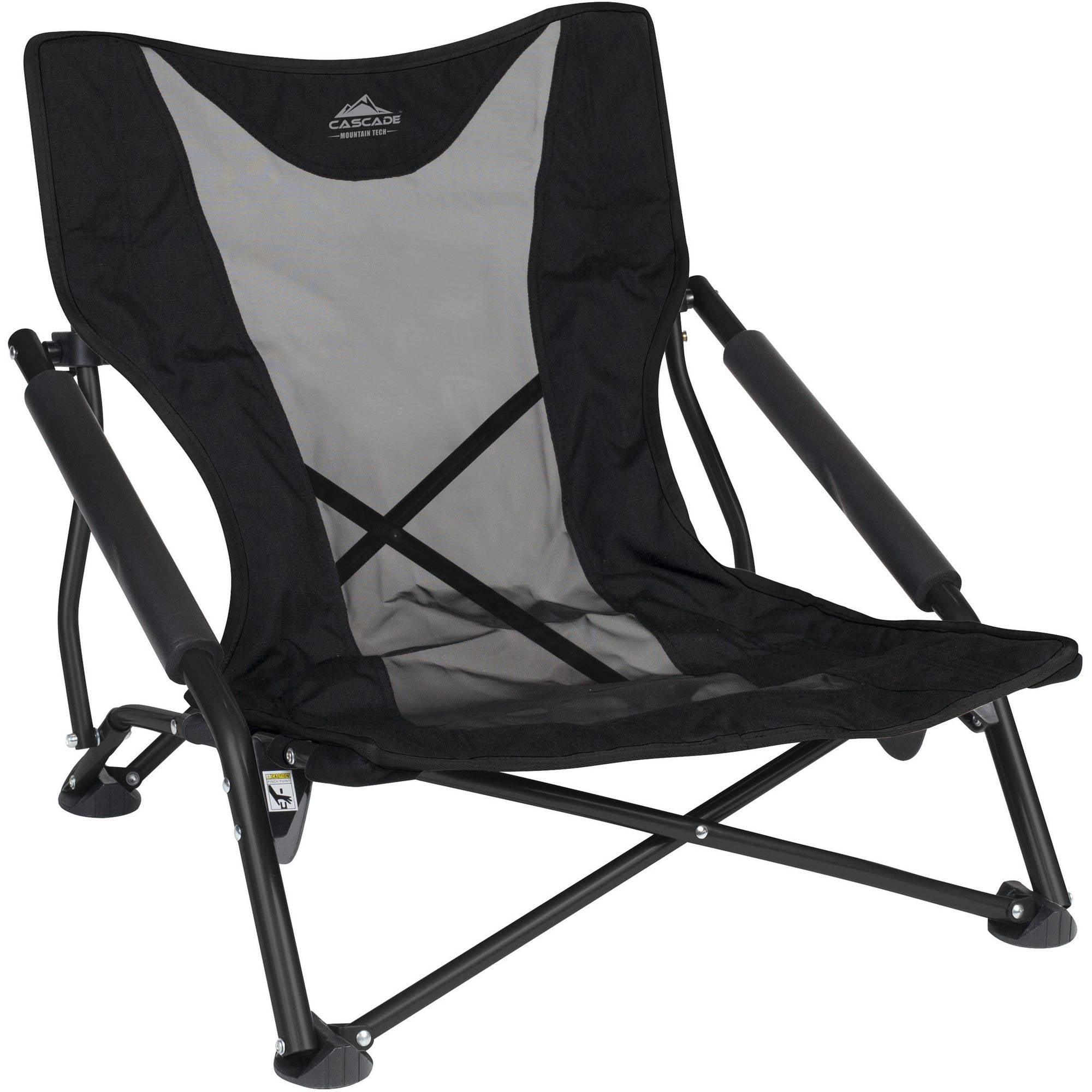 Black Low Profile Folding Camp Chair with Mesh Back