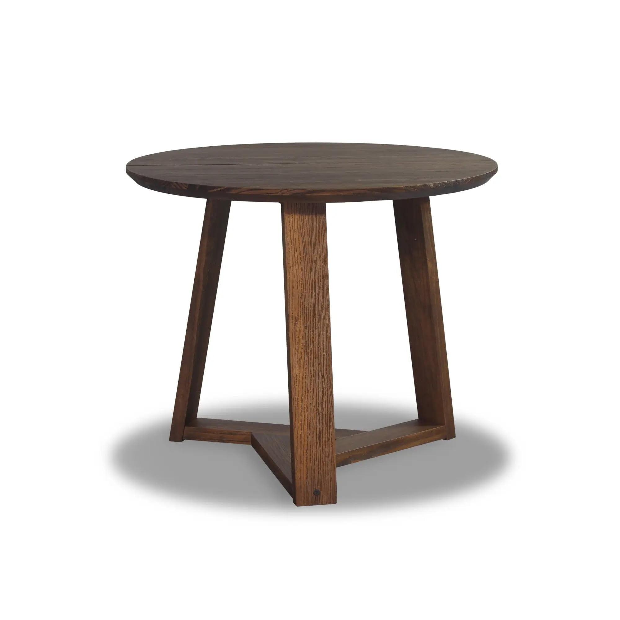 Cascais 36" Brown Oak Round Dining Table with Japandi Base