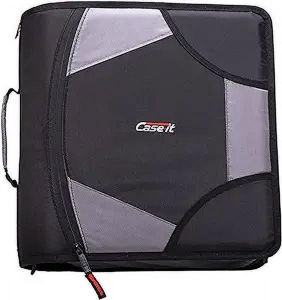 Case-it The King Sized Zip Tab Zipper Binder - 4 Inch D-Rings - 5 Subject File Folder - Multiple Pockets - 800 Sheet Capacity - Jet Black