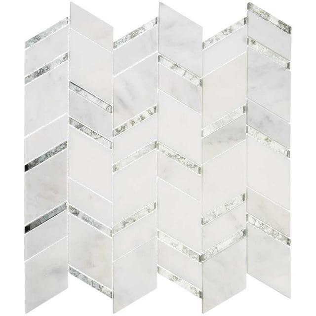 Casia Polished Marble/Porcelain/ Mirrored Glass Chevron Mosaic Kitchen and Bathroom Wall Tile