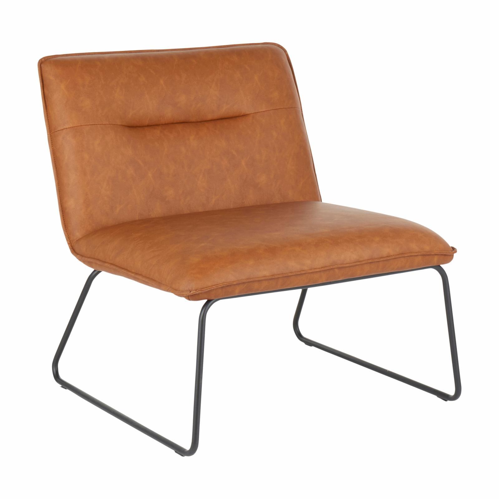 Sleek Industrial Leatherette Armless Accent Chair