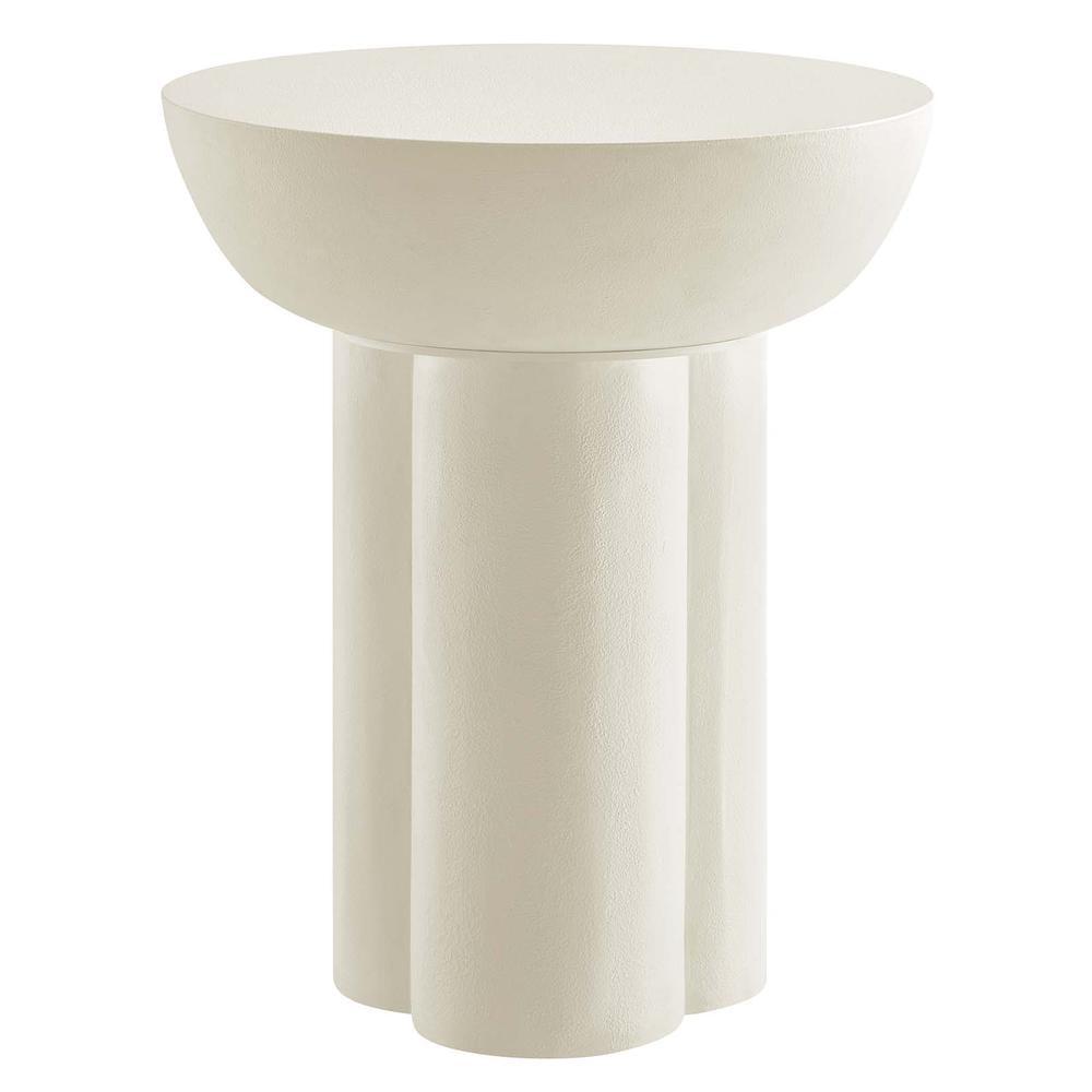 Caspian Round White Concrete and MDF Side Table