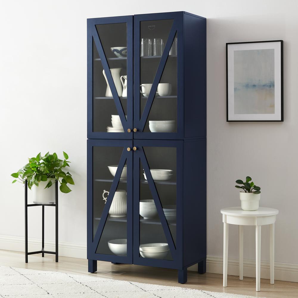 Navy Tall Freestanding Storage Pantry with Adjustable Shelving