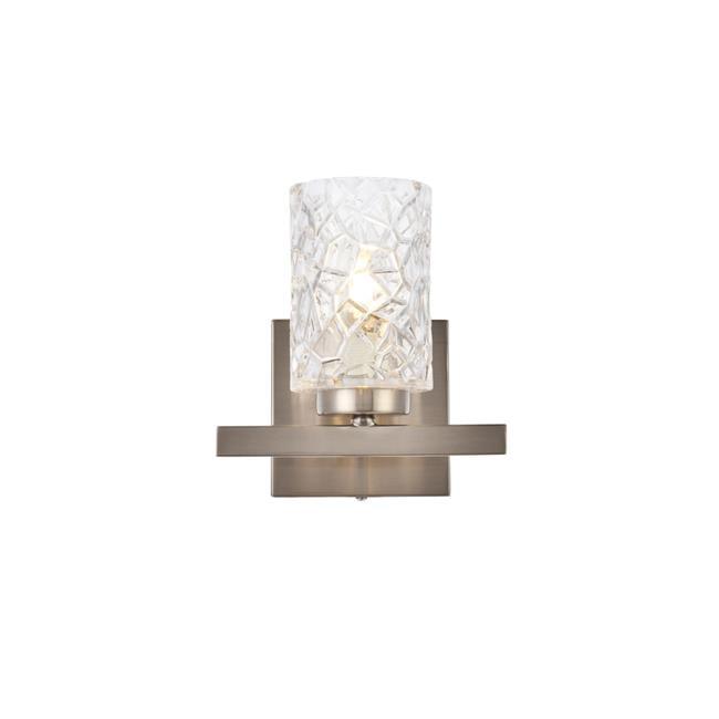 Elegant Lighting Cassie 1 light bath sconce in satin nickel with clear shade