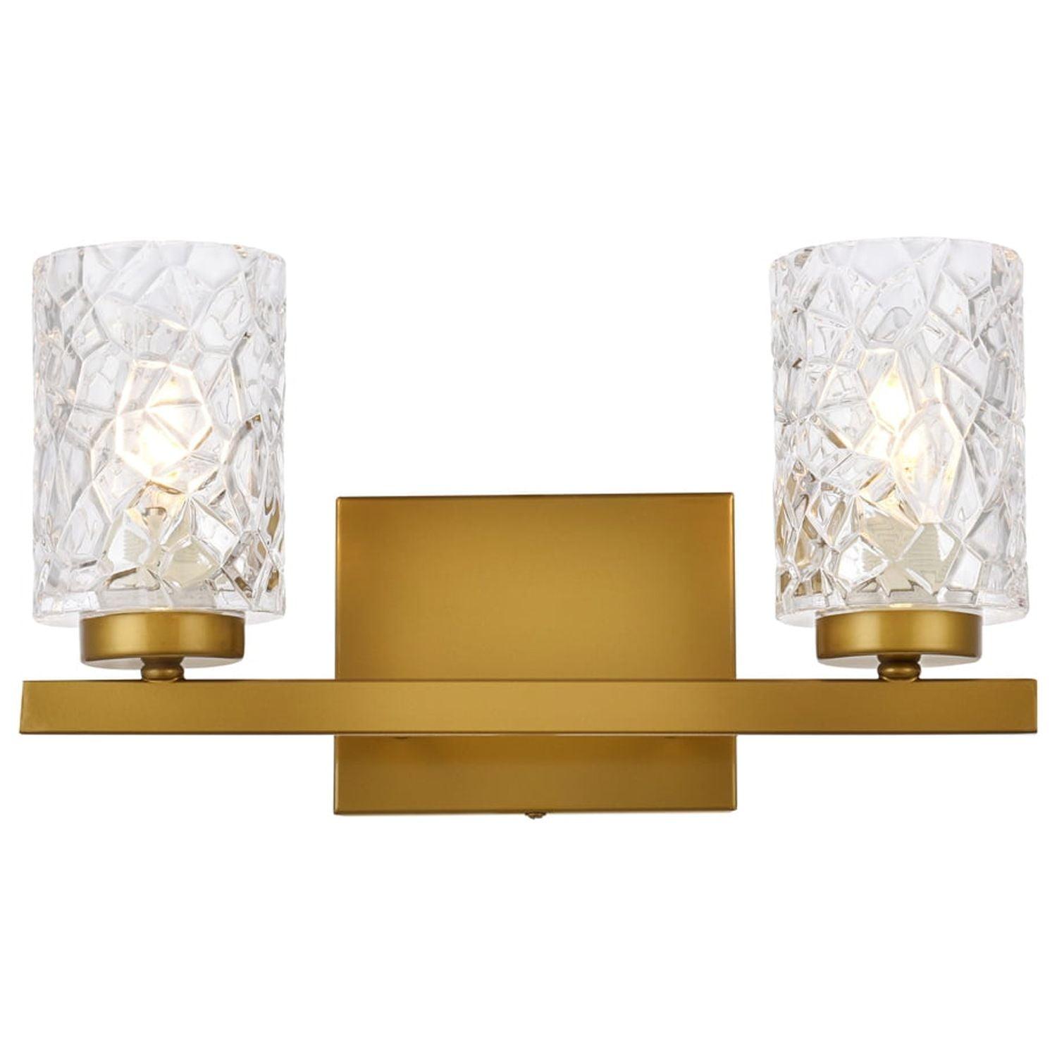 Cassie Brass and Clear Glass 2-Light Dimmable Wall Sconce