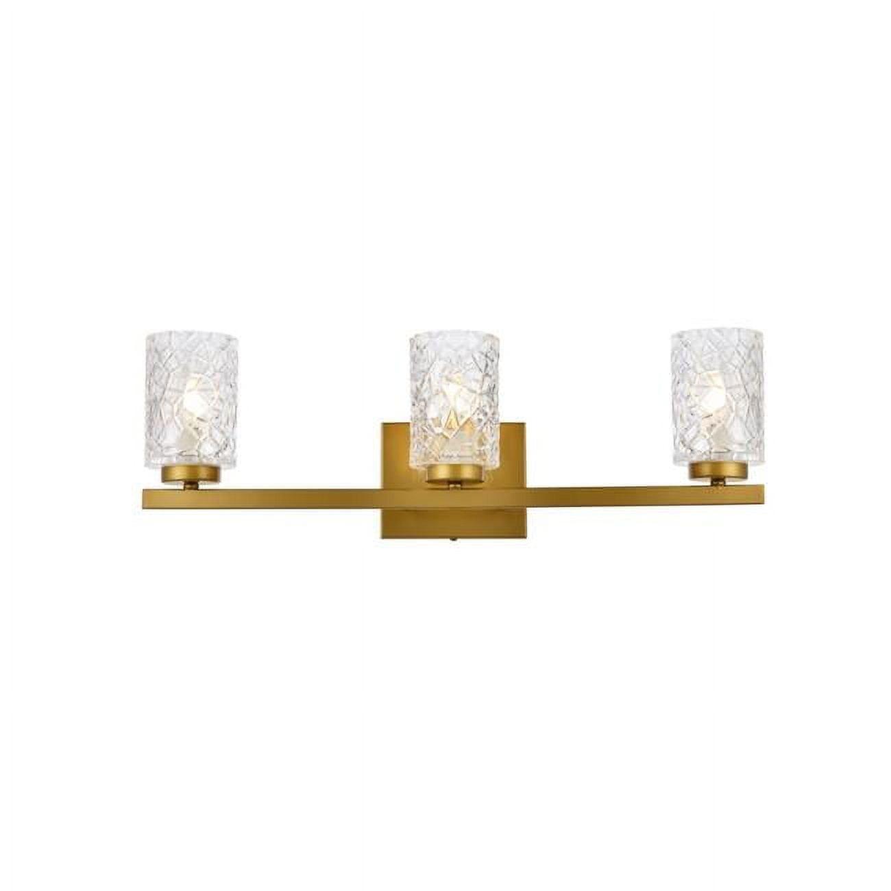 Cassie Brass 3-Light Cylinder Bath Sconce with Clear Glass Shade