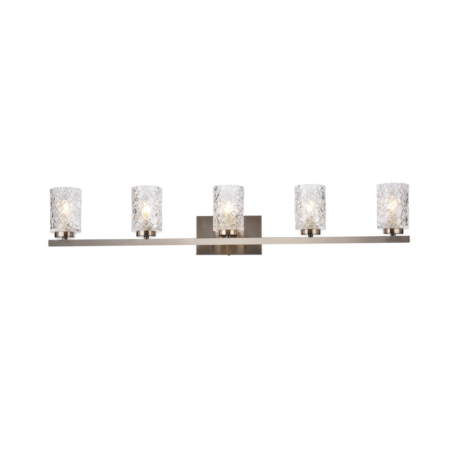 Satin Nickel 5-Light Bath Sconce with Clear Glass Shade