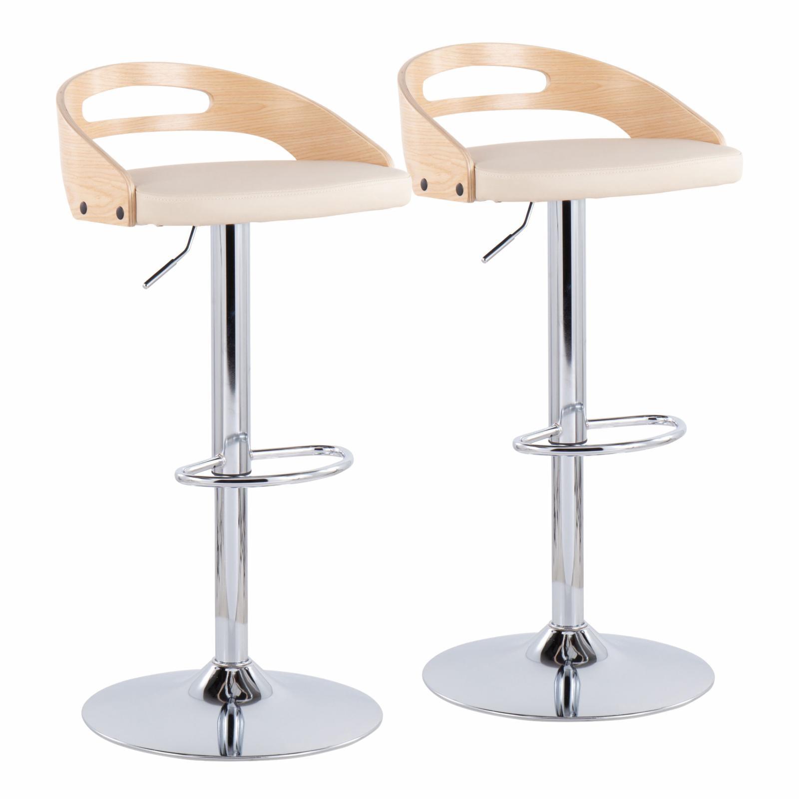 Set of 2 Cassis Mid-Century Modern Adjustable Barstool - LumiSource