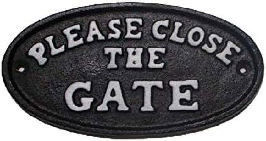 Black Cast Iron Please Close The Gate Sign Plaque