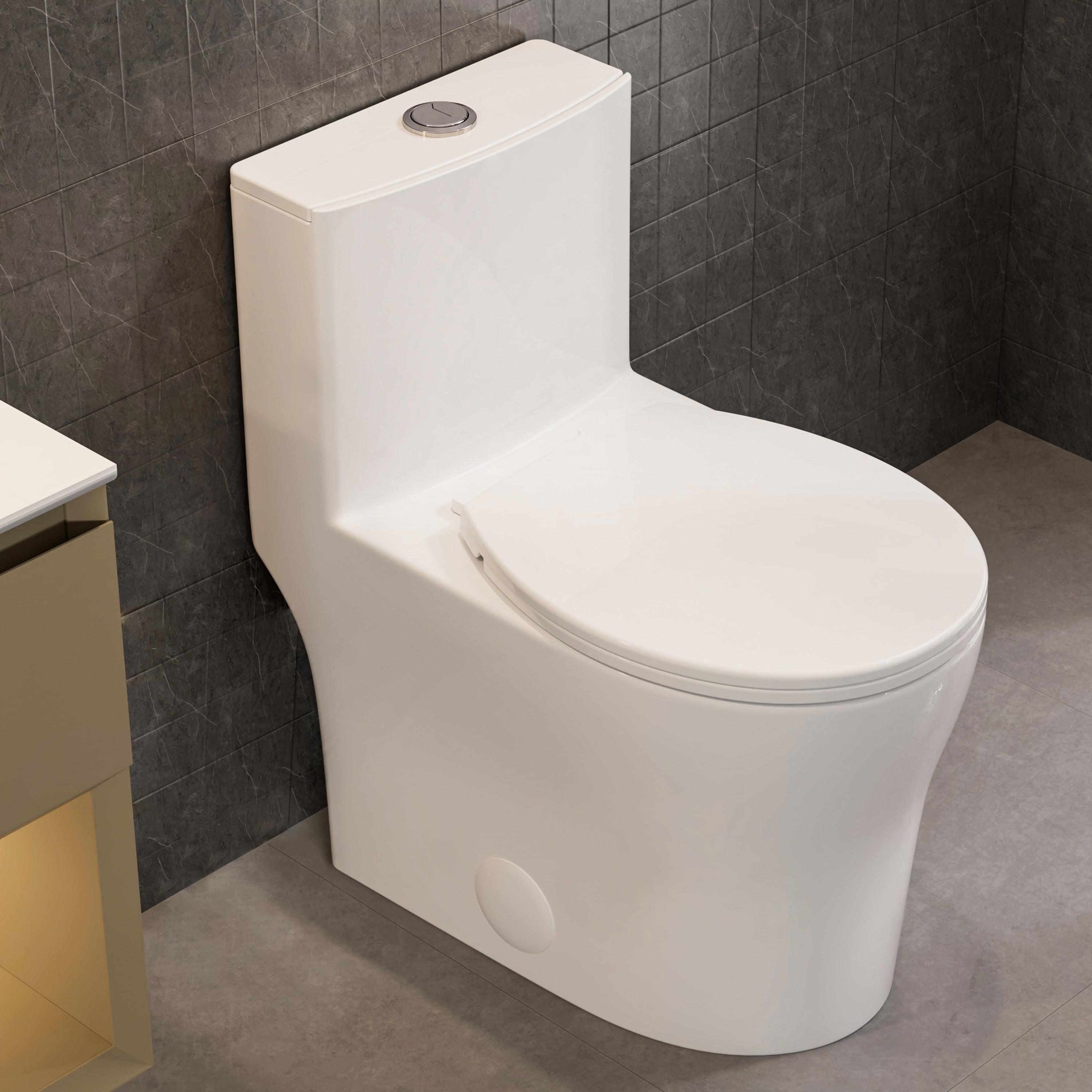 Dual-Flush Round One-Piece Toilet with Glazed Surface Comfort Seat Height Modern Toilet (Seat Included)