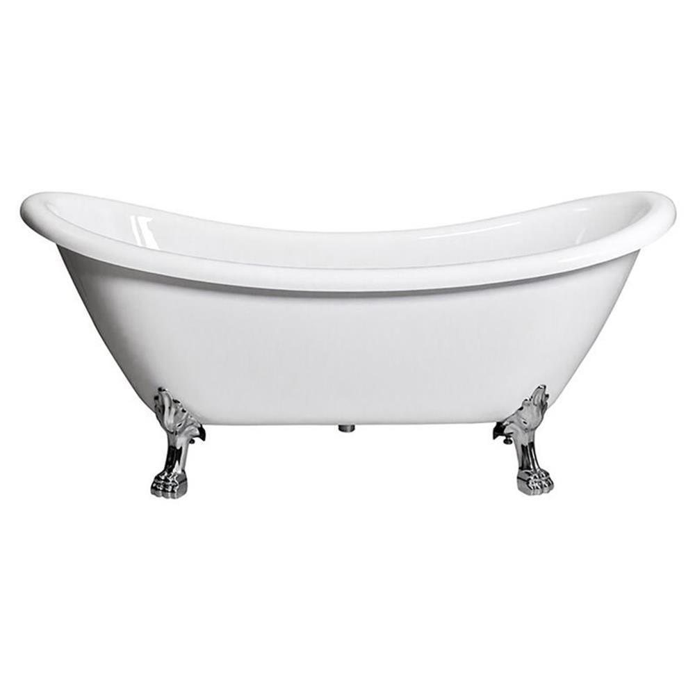 Daphne 69" x 30" Clawfoot Soaking Fiberglass Bathtub