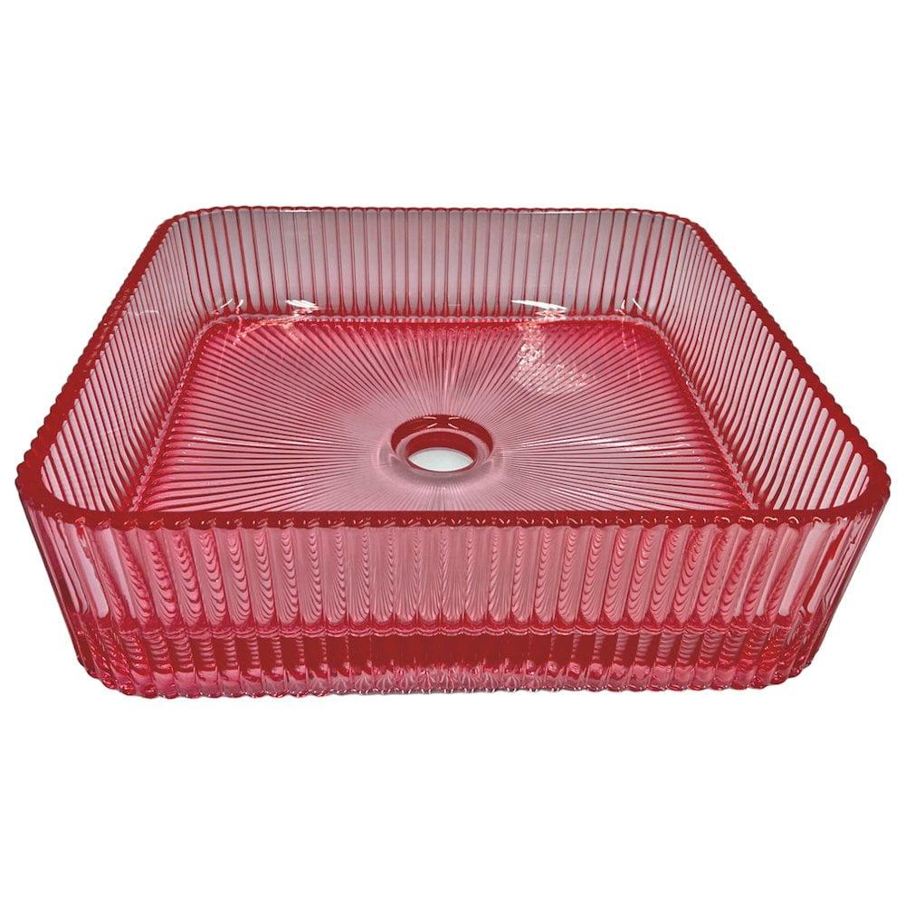 15" Glass Square Vessel Bathroom Sink