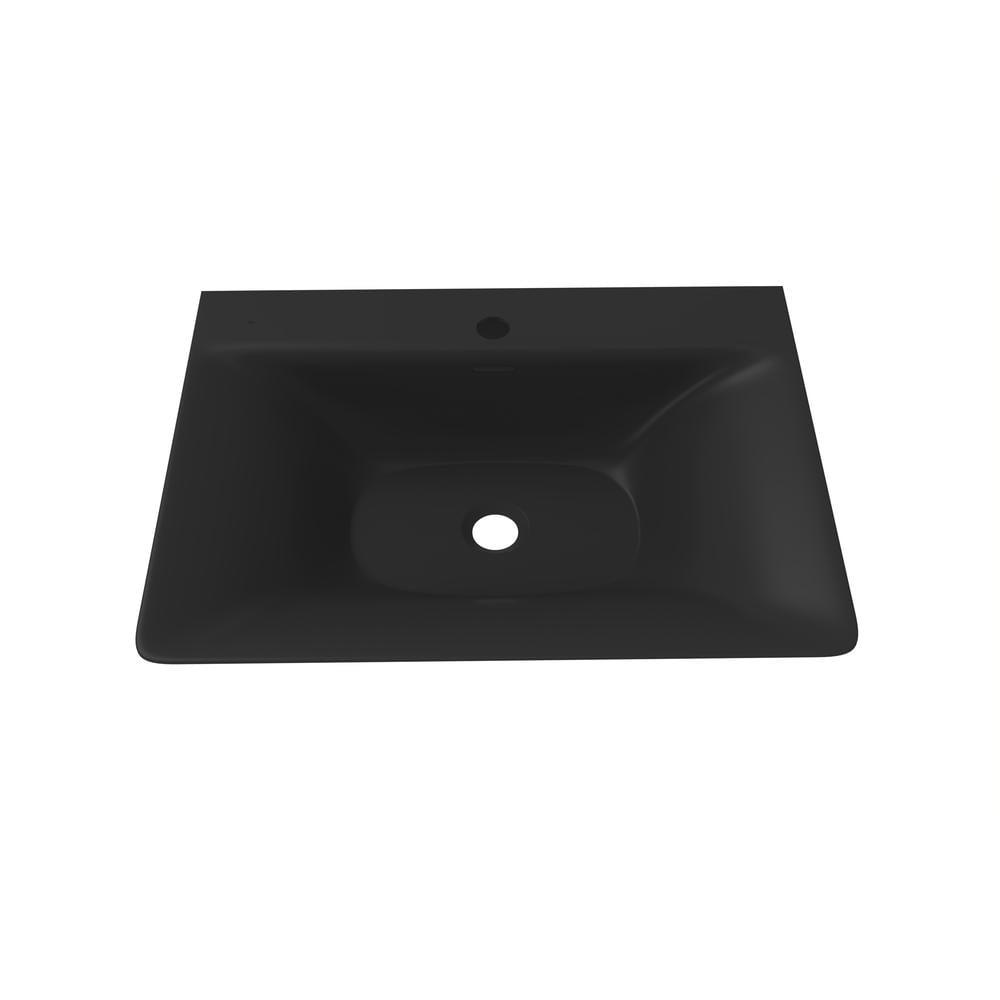 CastelloUSA 24" Solid Surface Rectangular Wall Mount Bathroom Sink with Overflow