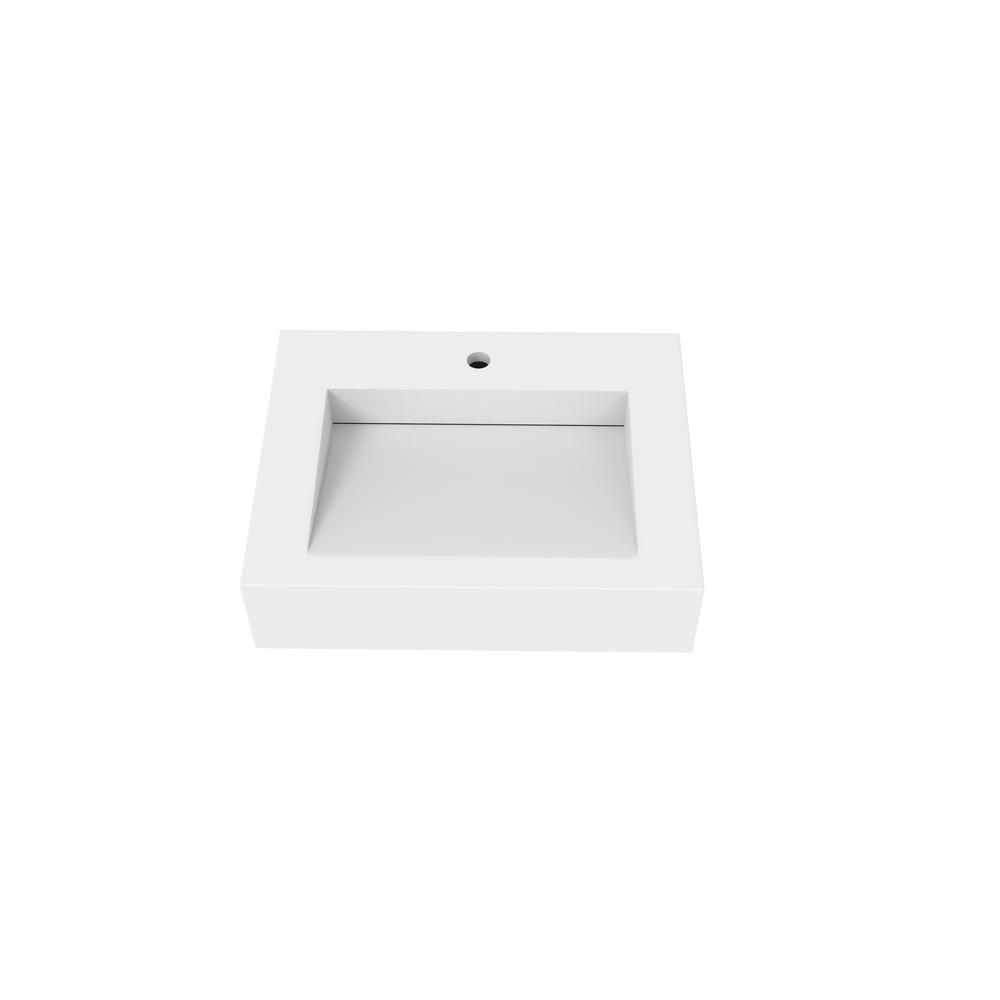 Pyramid 24" Wall-Mounted Modern Bathroom Sink with Ramp Basin