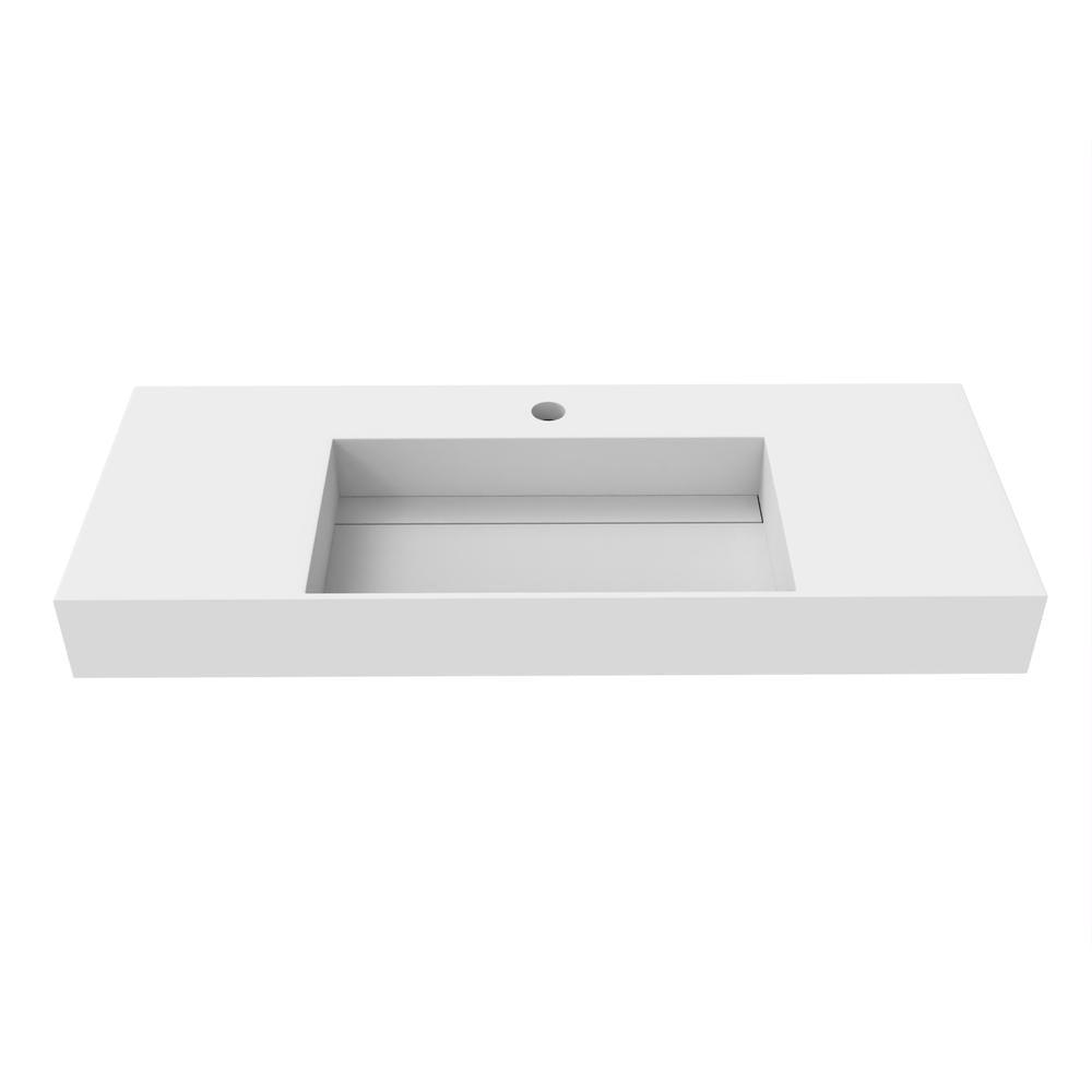 Juniper 48 inch Modern Rectangular Wall Mounted Bathroom Sink with Concealed Drain