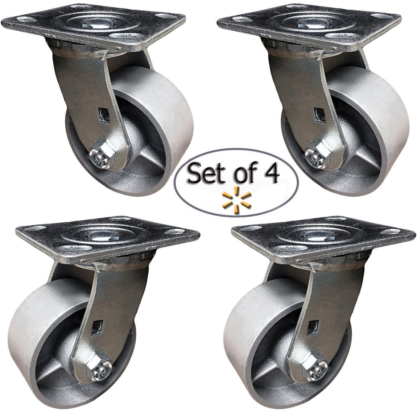 4" Gray Steel Heavy Duty Swivel Casters Set of 4