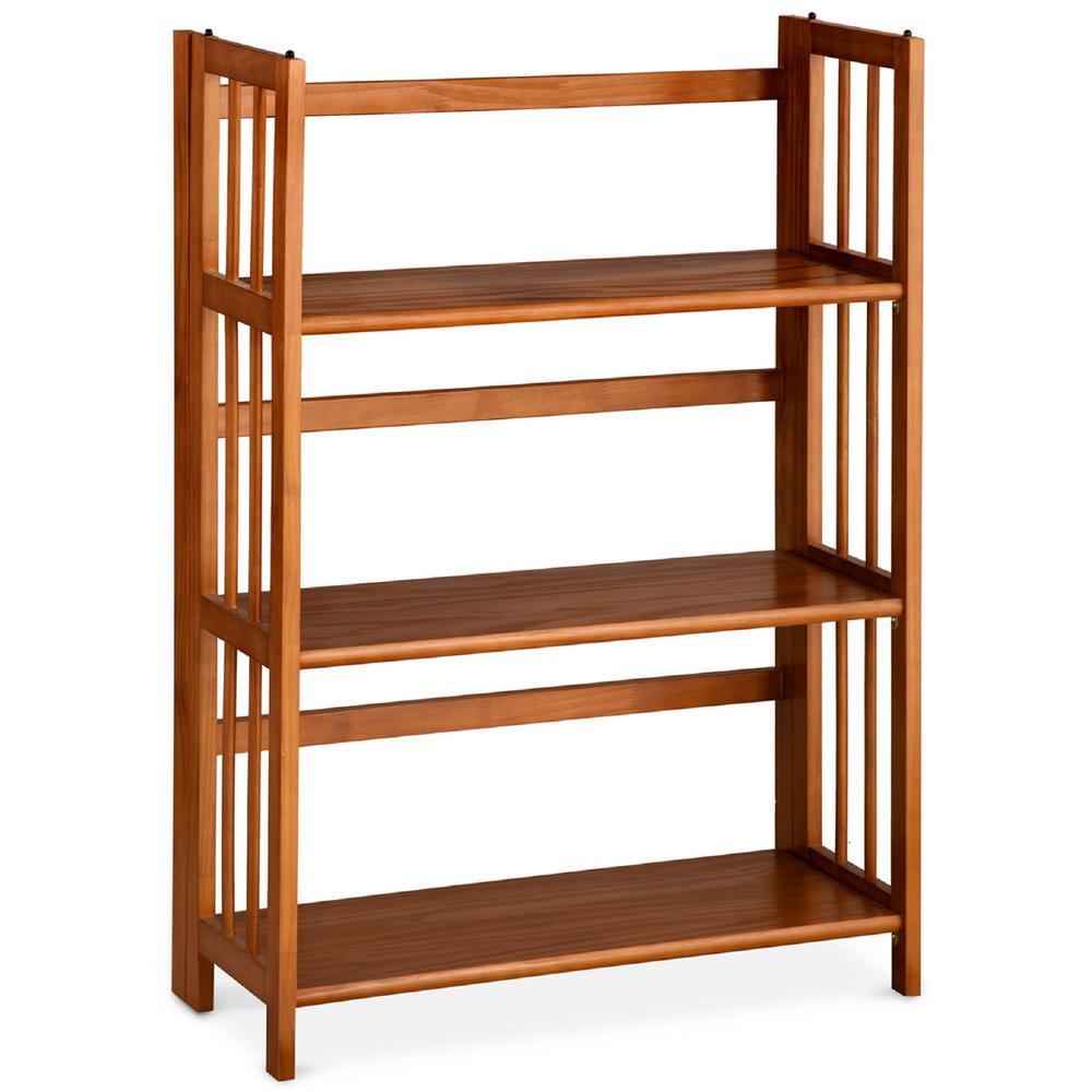 3 Shelf Folding Stackable Bookcase, 27.5" Wide, Espresso