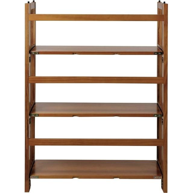 Mission Chestnut Medium Stained 3-Shelf Stackable Wood Bookcase