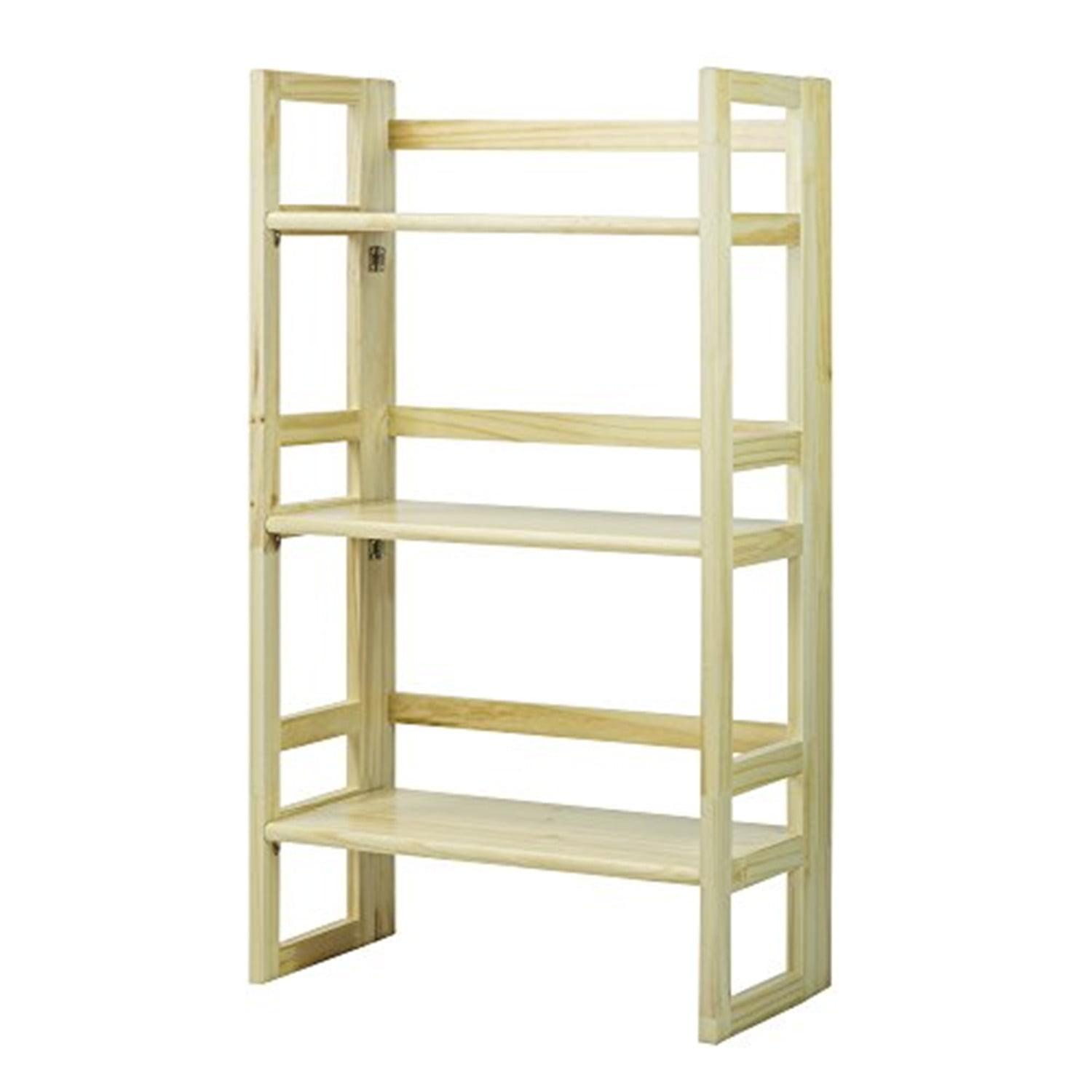 Casual Home 3 Shelf Folding Student Office Bedroom Living Room Bookcase, Natural