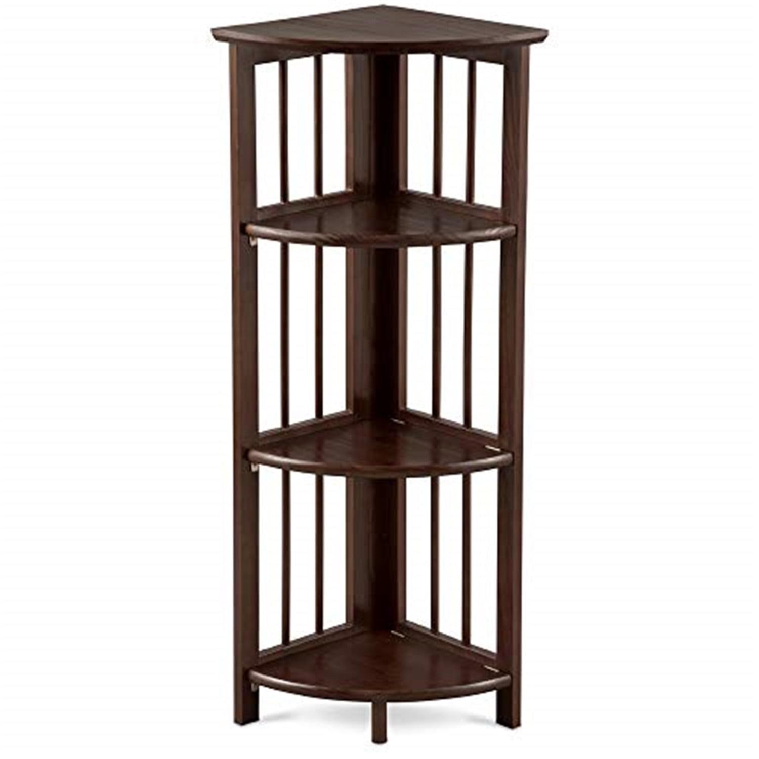 Betterbeds 4-Shelf Corner Folding Bookcase Folding, Wood/Multicolor, 10.25 lbs