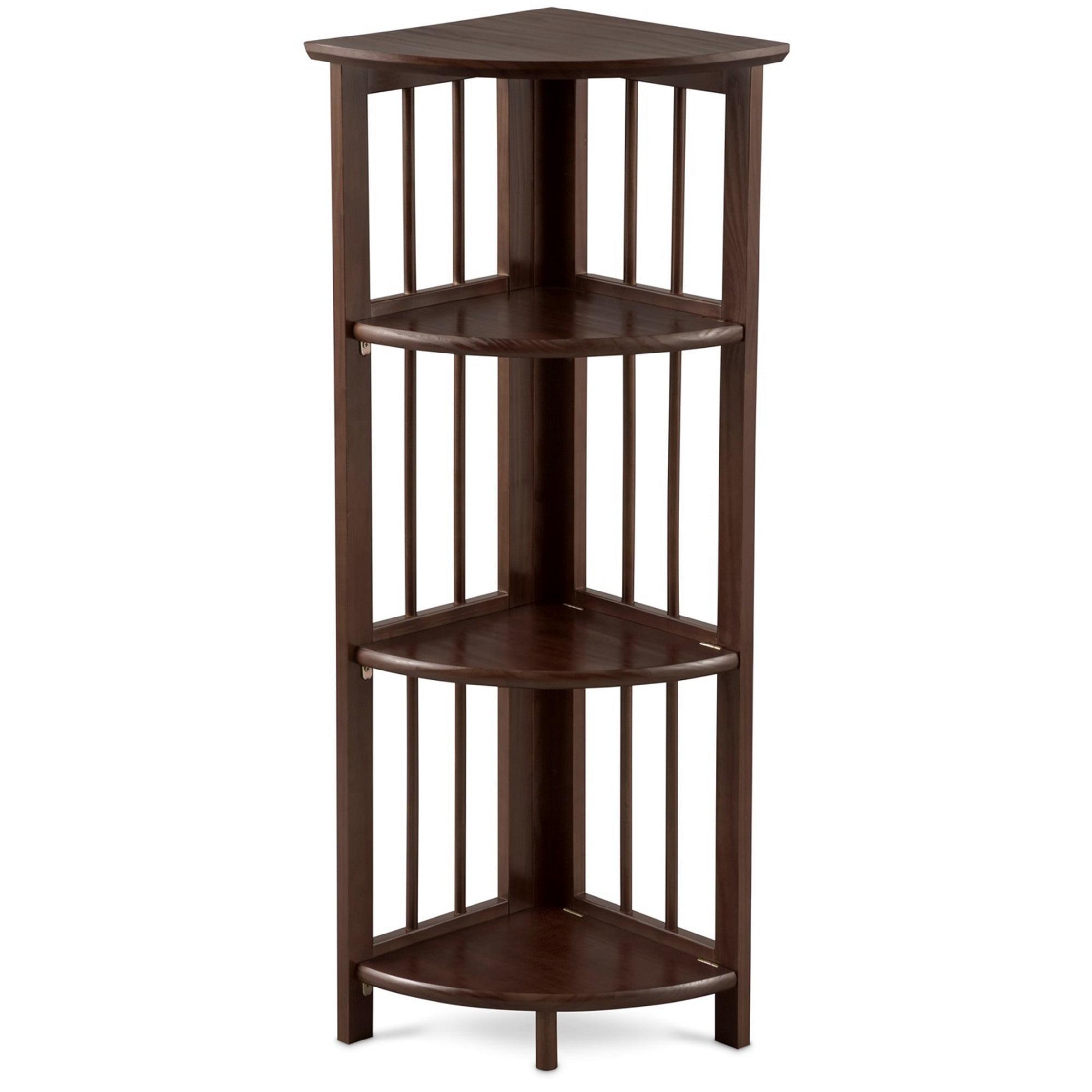 Truffle Brown Solid Wood Effortless Folding Corner Bookcase