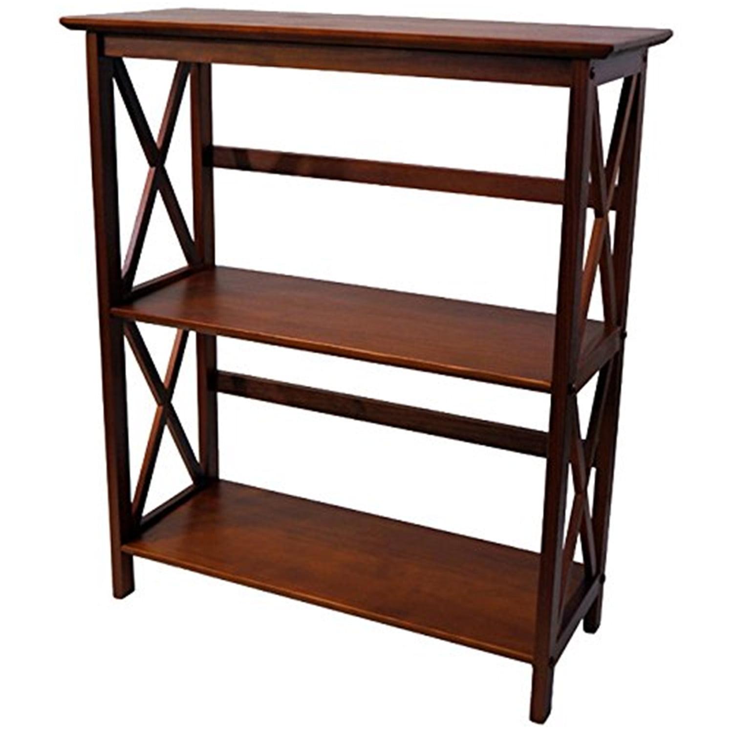 Casual Home 324-34 Soild Wood Montego X Design Style 3 Shelf Bookcase, Walnut