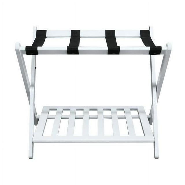 Casual Home  Luggage Rack with Shelf - White