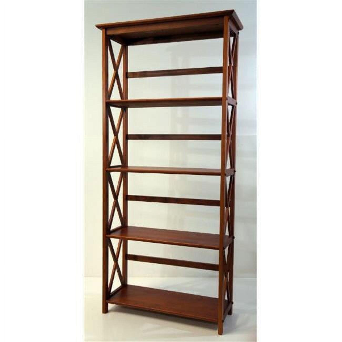 Montego Dark Walnut 5-Shelf Wood Bookcase