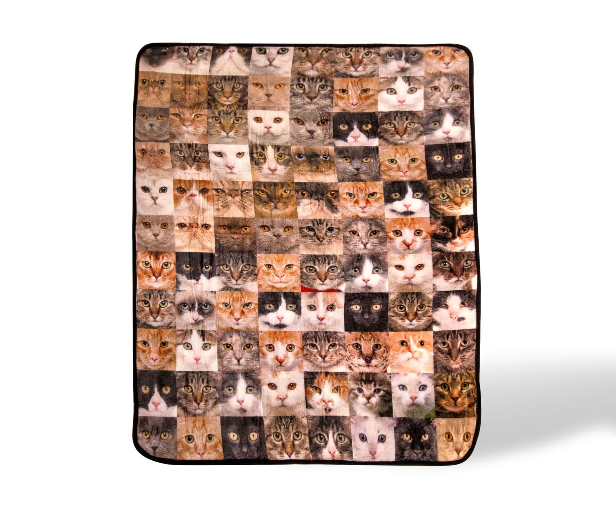 Toynk Cat Face Collage Fleece Throw Blanket | 45 x 60 Inches