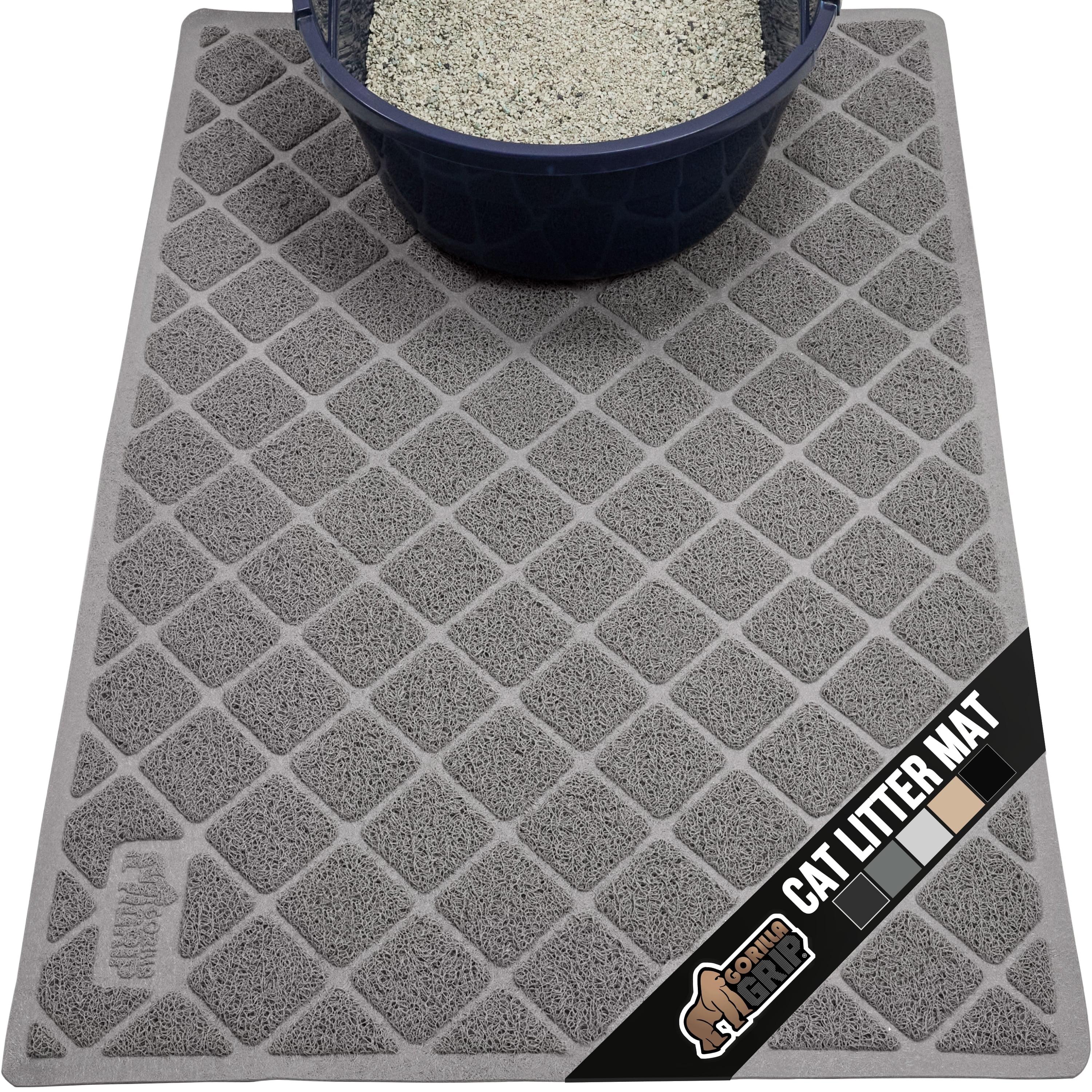 GORILLA GRIP Cat Litter Mat, Water Resistant, Traps Mess, Easy Clean, 24 x 17, Gray