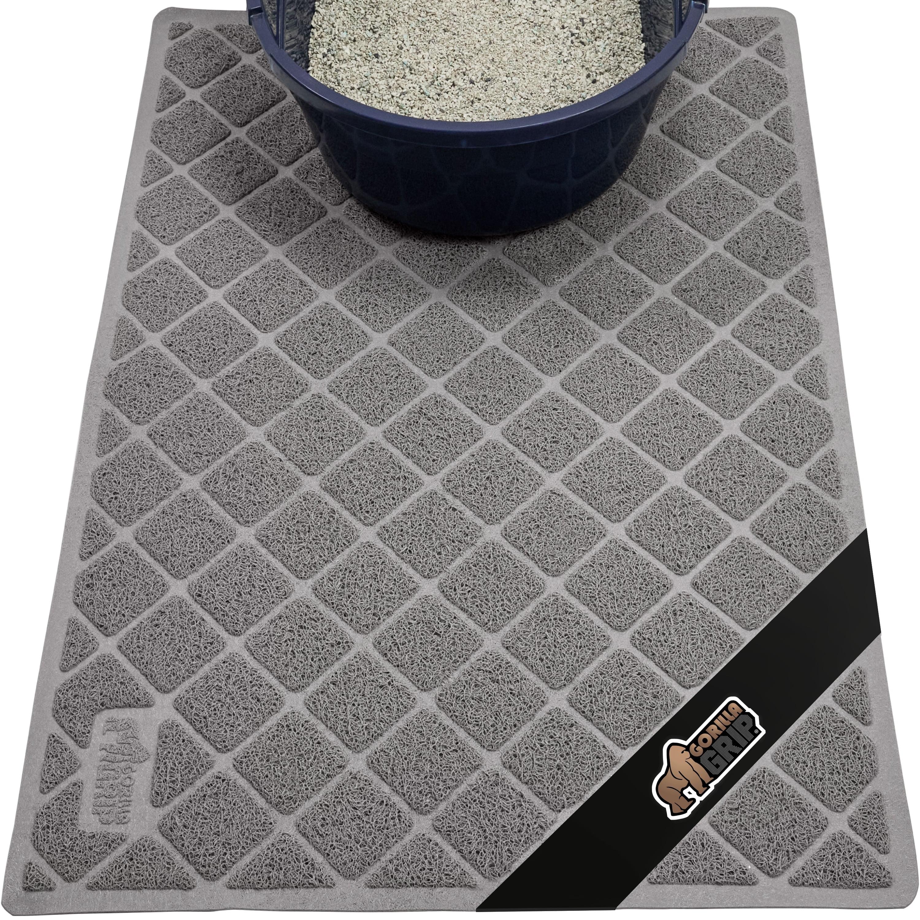 GORILLA GRIP Cat Litter Mat, Water Resistant, Traps Mess, Easy Clean, 24 x 17, Gray