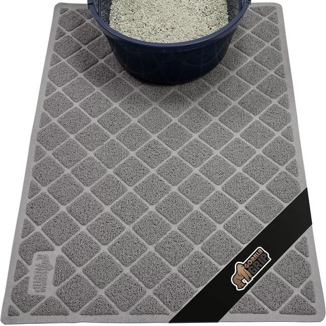 GORILLA GRIP Cat Litter Mat, Water Resistant, Traps Mess, Easy Clean, 24 x 17, Gray