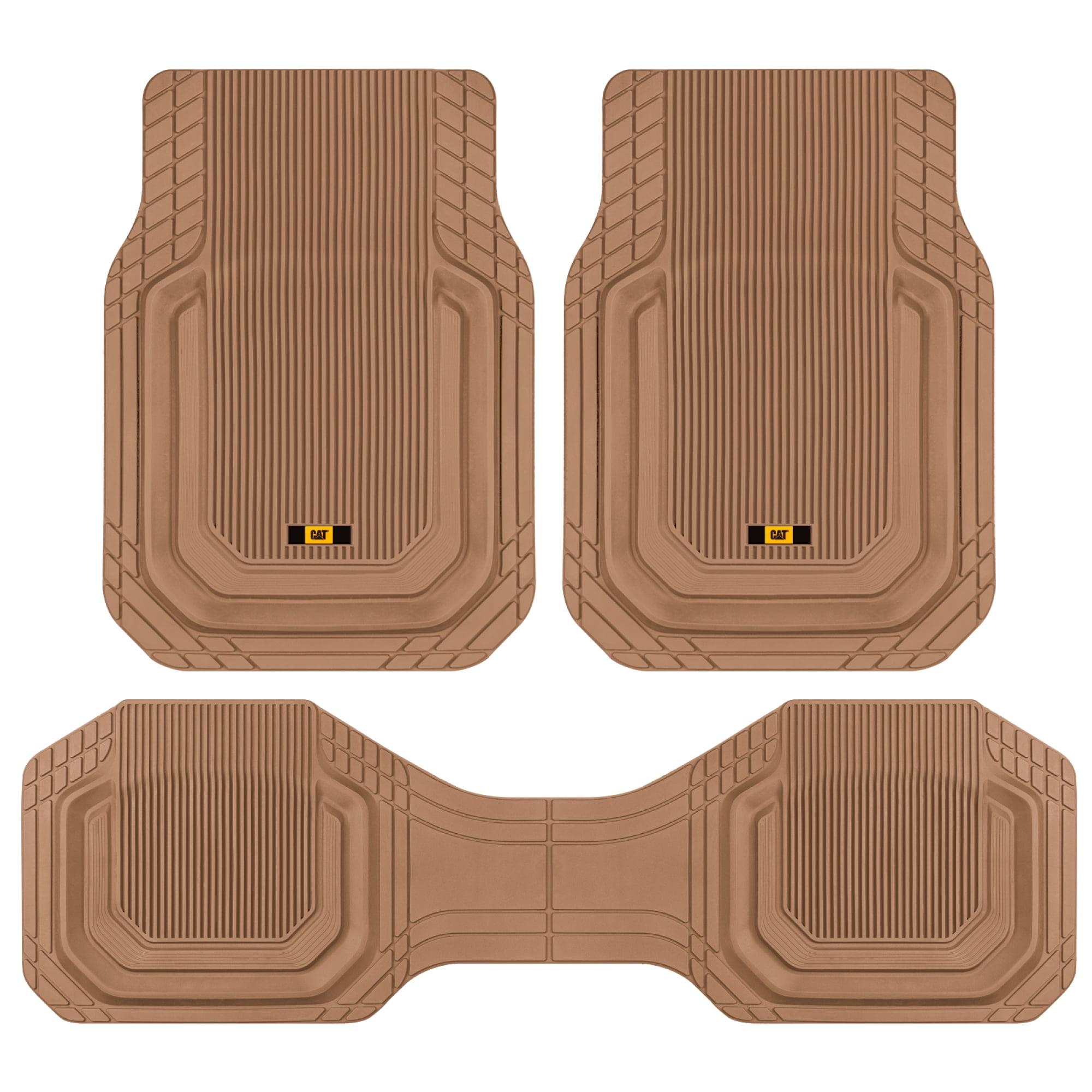 Cat® TerrainGuard™ Heavy-Duty 3-Piece All-Weather Rubber Floor Mats for Car, Beige