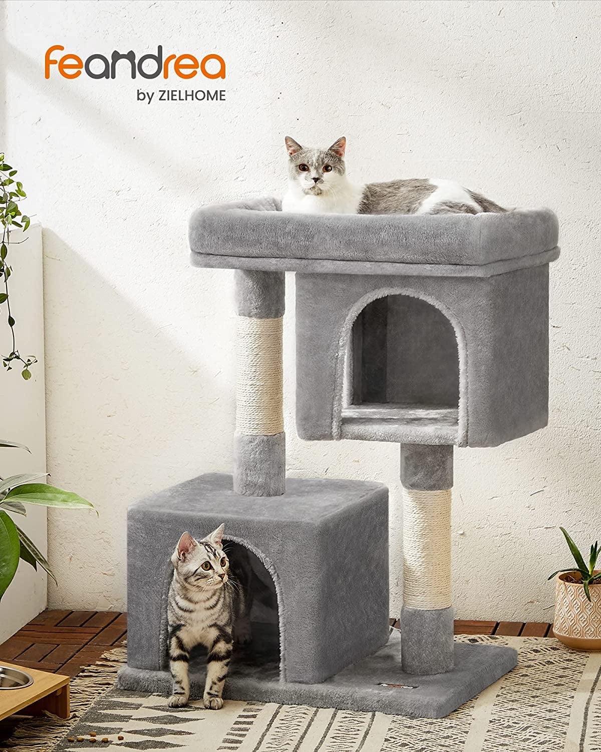 Feandrea Light Gray Large Cat Tree with Sisal Scratching Posts